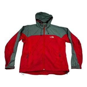 The North Face Jacket Womens Small Red Green Hooded Windbreaker Full Zip Outdoor